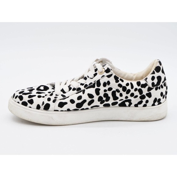 Topshop Womens 7 Sneakers White Black Leopard Print Low Top Lace Up Casual Shoes - Picture 5 of 11